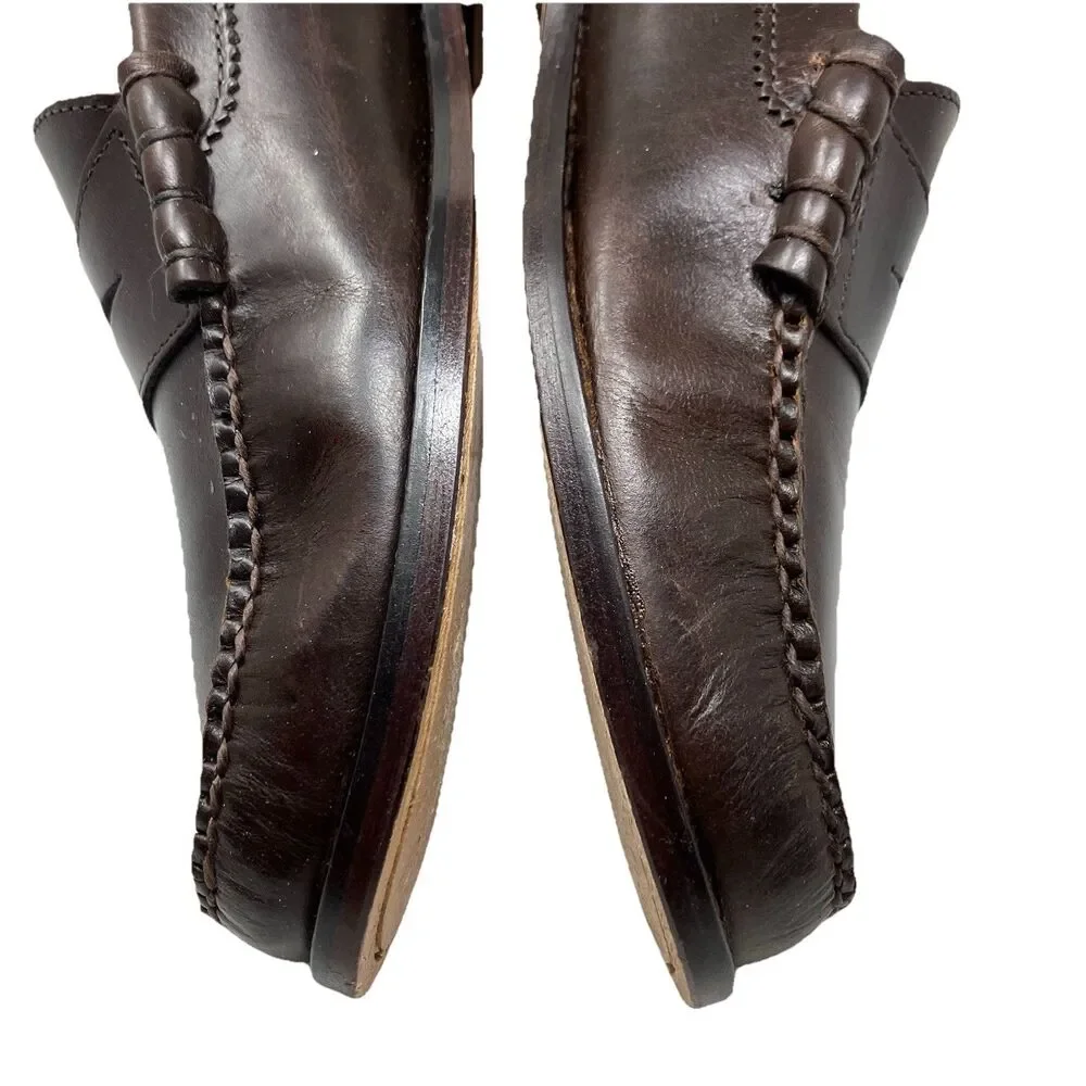 J Crew Camden Loafers Mens 12 Brown Leather Sole‎ Penny Preppy BJ009